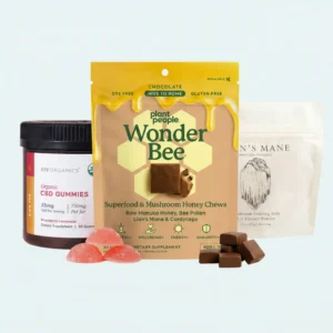 organic CBD gummies, strawberry lemonade CBD, lion's mane mushroom powder, cordyceps honey chews, manuka honey wellness, functional mushroom extracts, adaptogenic snacks, plant-based recovery, edible wellness bundle, mushroom fruiting body extract