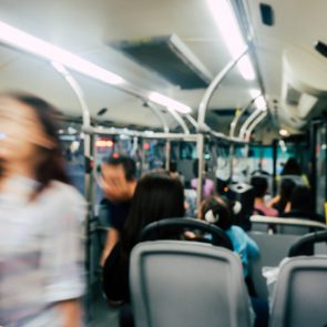 A blurred photo of a bus