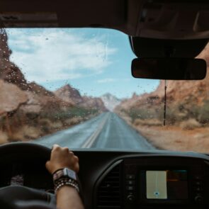 A person driving a car