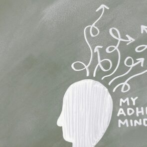 Tired but Wired? Why You Can’t Sleep & How to Fix It | Calmly Rooted Chalk-style illustration of a head with chaotic, tangled arrows representing a restless, racing mind and the feeling of being tired but wired.